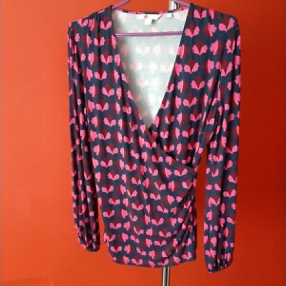 Boden Floral Wrap Balloon Sleeve Top Size 6
